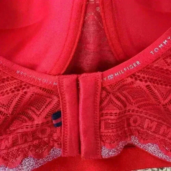 Tommy Hilfiger Longline Bra Red Silver Glitter R77T011 Size 34C - Picture 7 of 9